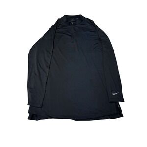 Nike Dri Fit Mens Black Long Sleeve Half Zip Athletic Training Shirt XL